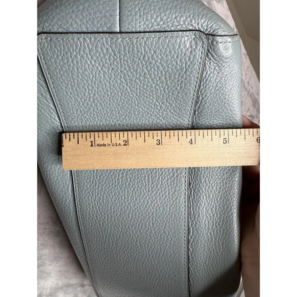 Coach Edie 31 Bag Womens Blue Pebbled Leather Shoulder Zip Pockets Gunmetal